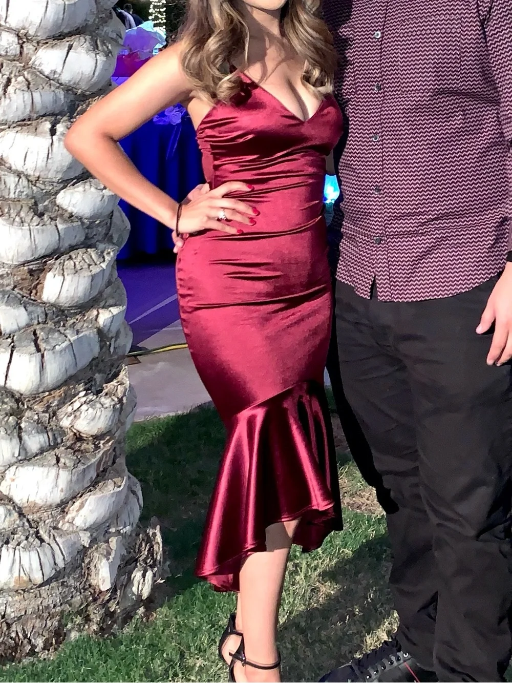 Satin Holiday Home Dress in Deep Wine - Unbranded